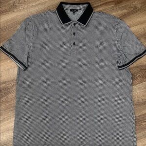 Express Black and White Patterned Polo Shirt